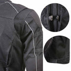 Milwaukee Leather Men's Troubled Black Textile Motorcycle Jacket w/ CE Armor - MPM17029