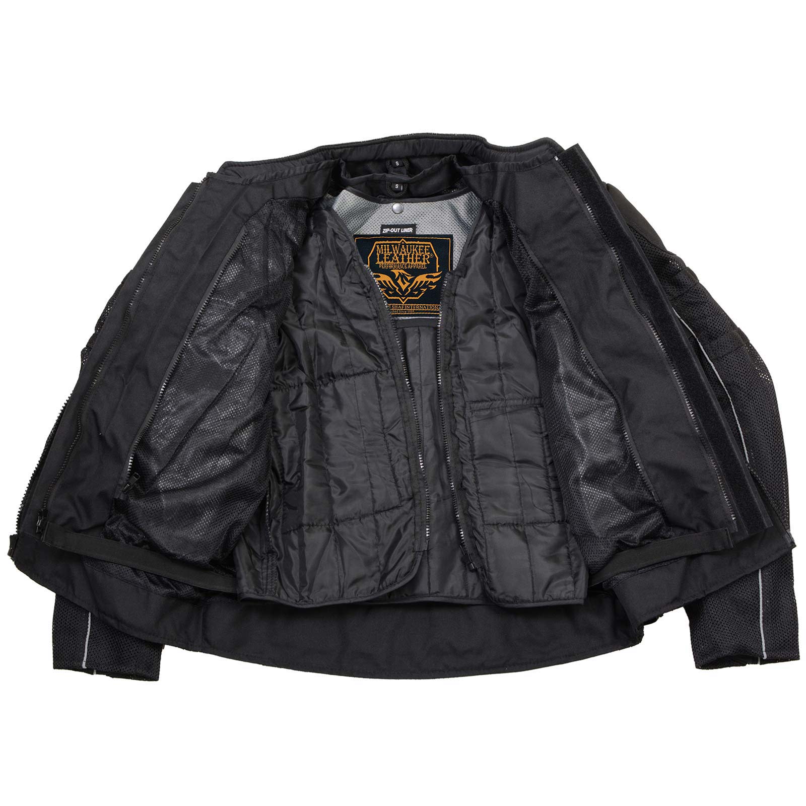 Milwaukee Leather Men's Troubled Black Textile Motorcycle Jacket w/ CE Armor - MPM17029