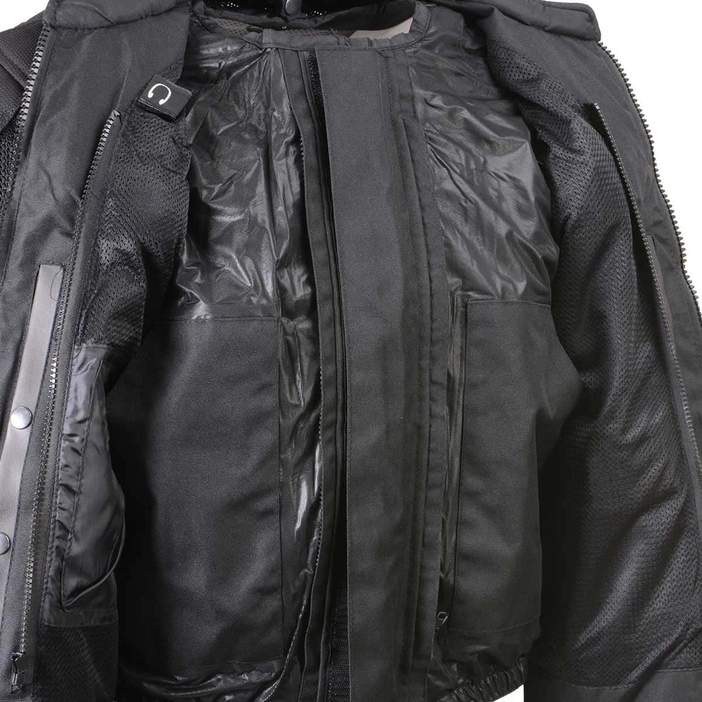 Milwaukee Leather Men's Troubled Black Textile Motorcycle Jacket w/ CE Armor - MPM17029