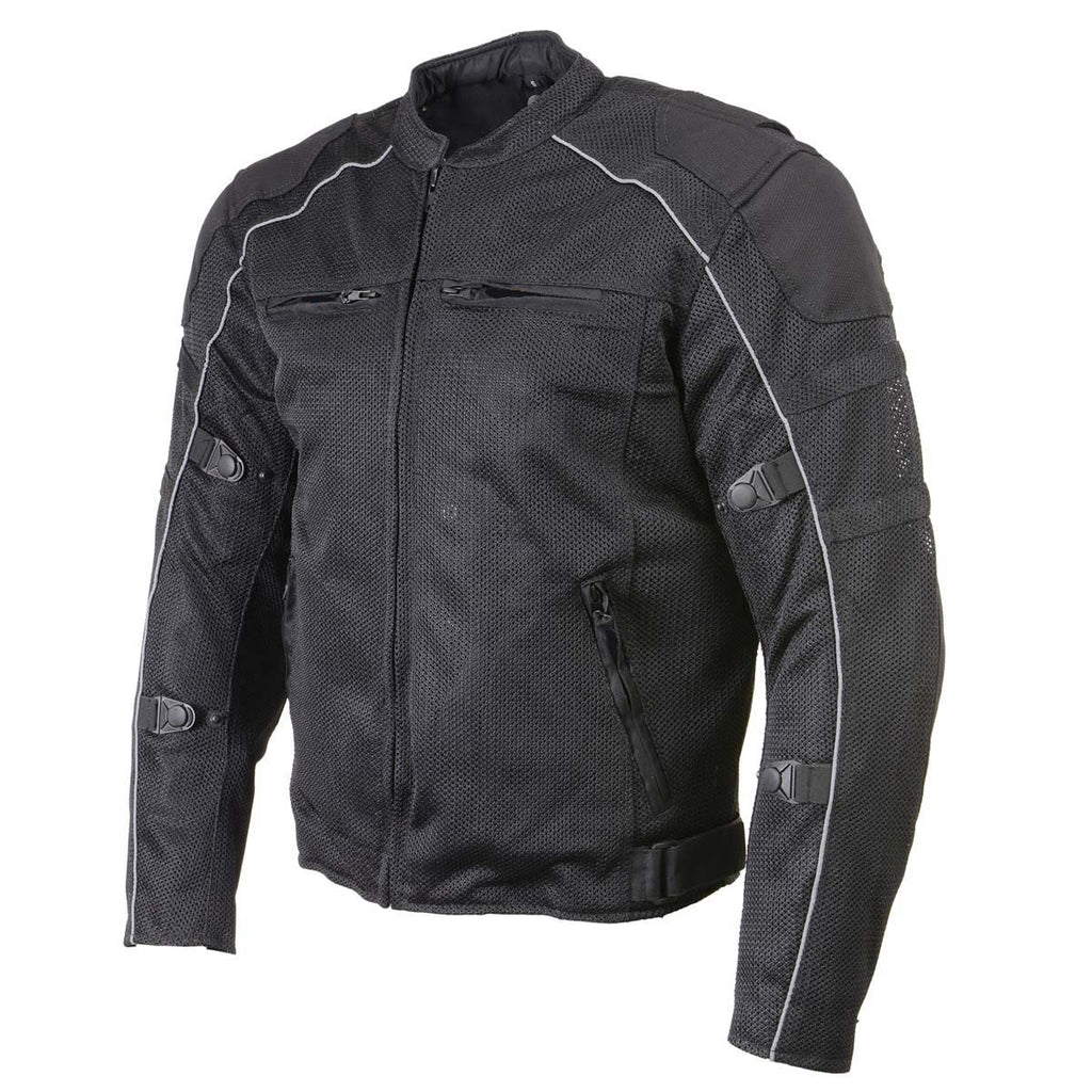 Milwaukee Leather Men's Troubled Black Textile Motorcycle Jacket w/ CE Armor - MPM17029