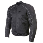 Milwaukee Leather Men's Troubled Black Textile Motorcycle Jacket w/ CE Armor - MPM17029