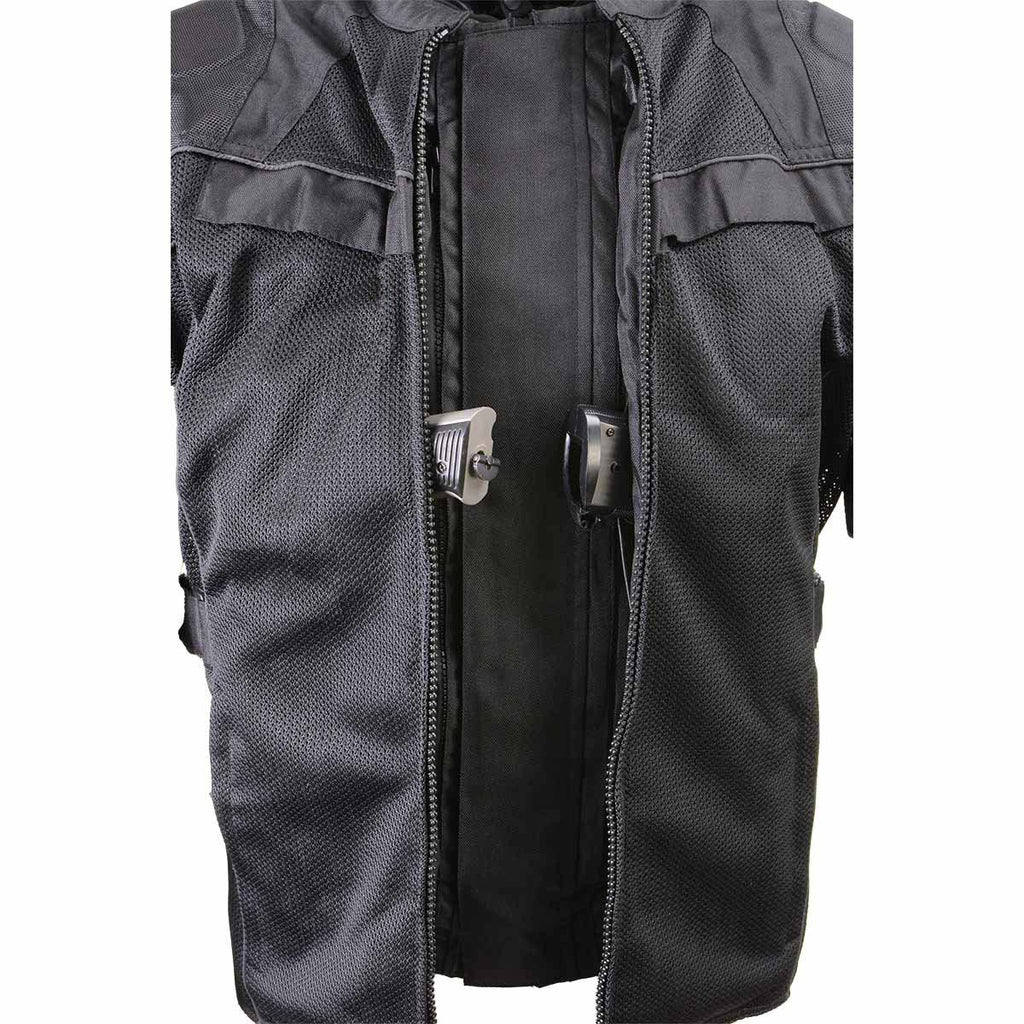 Milwaukee Leather Men's Shadow Black Textile Motorcycle Jacket w/ CE Armor - MPM17030