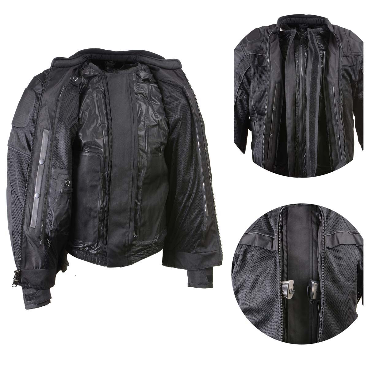 Milwaukee Leather Men's Shadow Black Textile Motorcycle Jacket w