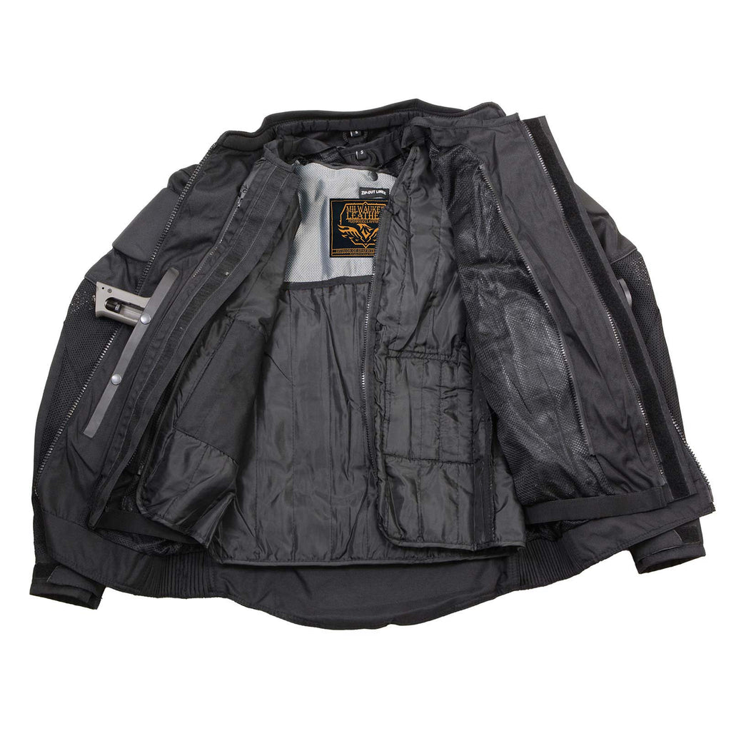 Milwaukee Leather Men's Shadow Black Textile Motorcycle Jacket w/ CE Armor - MPM17030