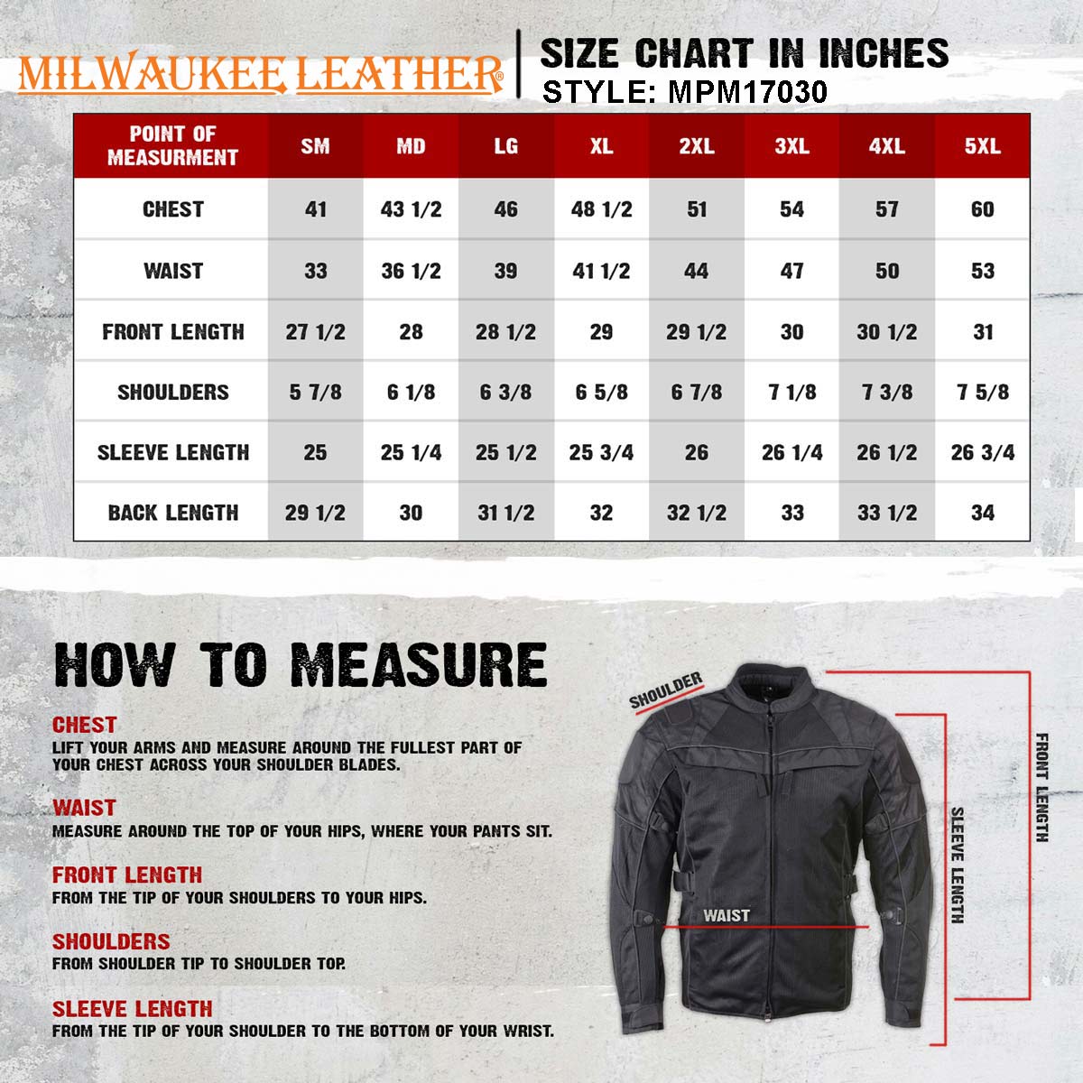 Milwaukee Leather Men's Shadow Black Textile Motorcycle Jacket w