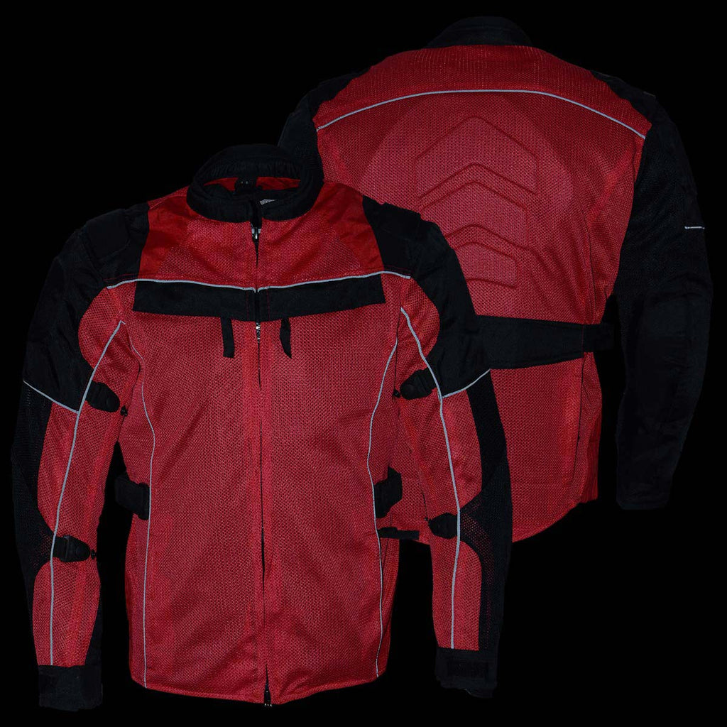 Milwaukee Leather Men's Venture Black/Red Textile Motorcycle Jacket w/ CE Armor - MPM17031