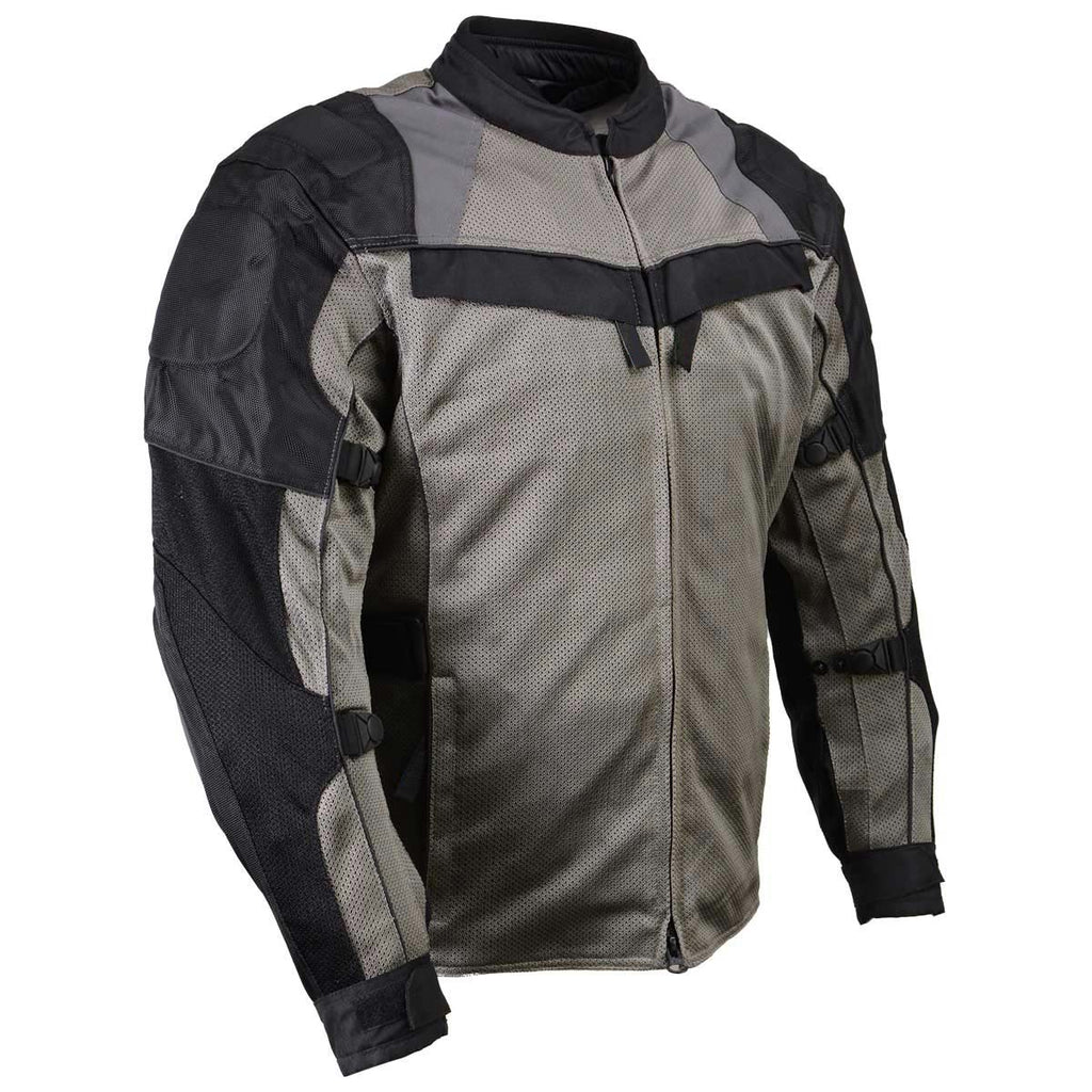 Milwaukee Leather Men's Venture Dark Grey/Black Textile Motorcycle Jacket w/ CE Armor - MPM17032