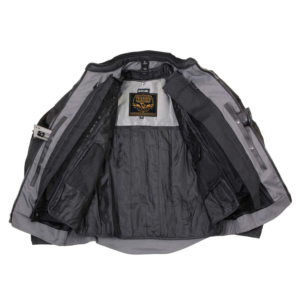 Milwaukee Leather Men's Venture Dark Grey/Black Textile Motorcycle Jacket w/ CE Armor - MPM17032