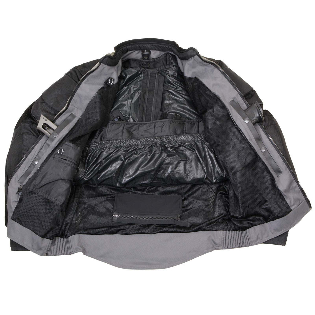 Milwaukee Leather Men's Venture Dark Grey/Black Textile Motorcycle Jacket w/ CE Armor - MPM17032