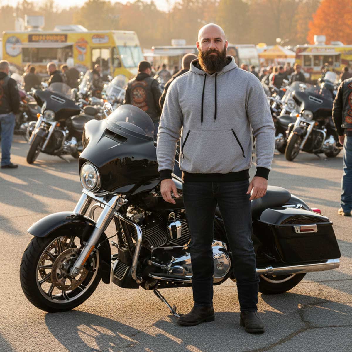 Milwaukee Leather Men's Streetguard Riding Hoodie - Aramid Reinforced with CE Shoulder and Elbow Armor