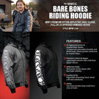 Milwaukee Leather Men's Bare Bones Charcoal Reflective CE Armored Riding Hoodie, Shoulder-Elbow Armor - MPM1798