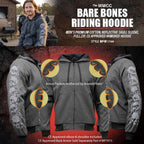 Milwaukee Leather Men's Bare Bones Charcoal Reflective CE Armored Riding Hoodie, Shoulder-Elbow Armor - MPM1798