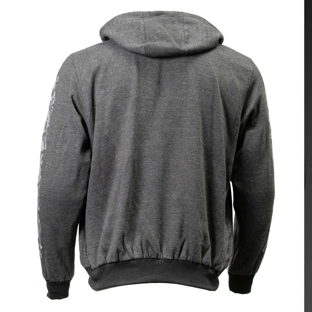 Milwaukee Leather Men's Bare Bones Charcoal Reflective Skull CE Armored Riding Hoodie, Shoulder & Elbow Armor - MPM1799