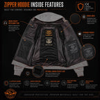 Milwaukee Leather Men's Bare Bones Charcoal Reflective CE Armored Riding Hoodie, Shoulder-Elbow Armor - MPM1798