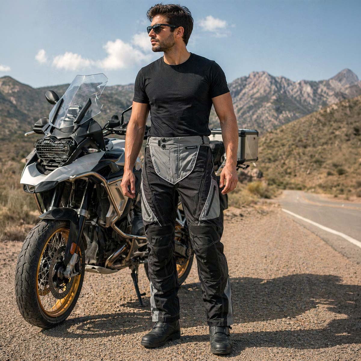 Milwaukee Leather MPM5730 Men's Black and Grey Tri-Tex Fabric Motorcycle Rider Pants w/ CE Armor Protection