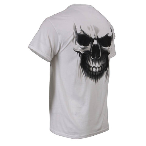 Milwaukee Leather MPMH116001 Men's 'Ghost' Skull Double Sided White Printed T-Shirt - Medium