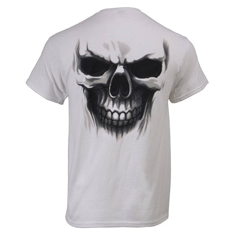 Milwaukee Leather MPMH116001 Men's 'Ghost' Skull Double Sided White Printed T-Shirt - Medium