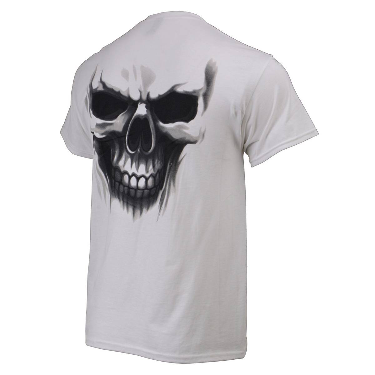 Milwaukee Leather MPMH116001 Men's 'Ghost' Skull Double Sided White Printed T-Shirt - 3X-Large