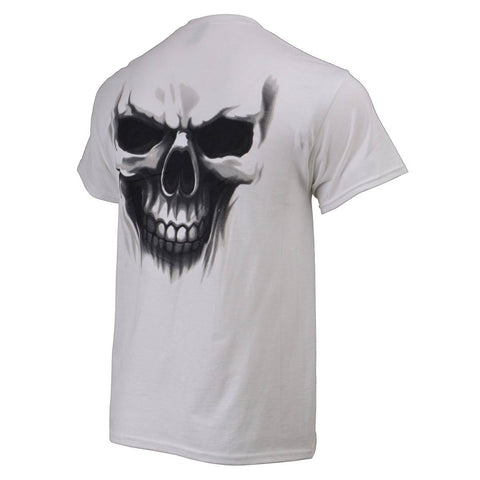 Milwaukee Leather MPMH116001 Men's 'Ghost' Skull Double Sided White Printed T-Shirt - Large