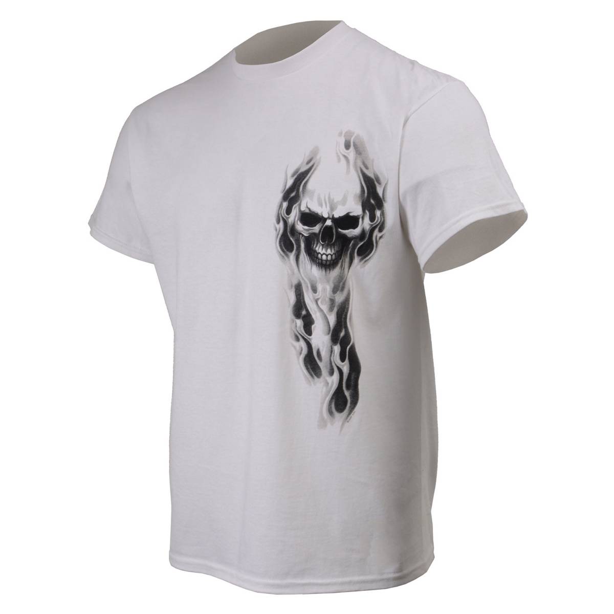 Milwaukee Leather MPMH116001 Men's 'Ghost' Skull Double Sided White Printed T-Shirt - 3X-Large