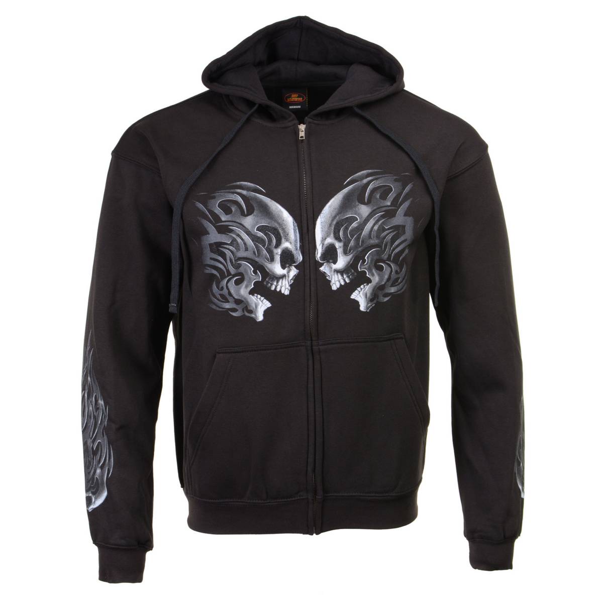 Milwaukee Leather MPMH118001 Men’s ‘Head Butt Skulls’ Black Hoodie with Zipper Closure