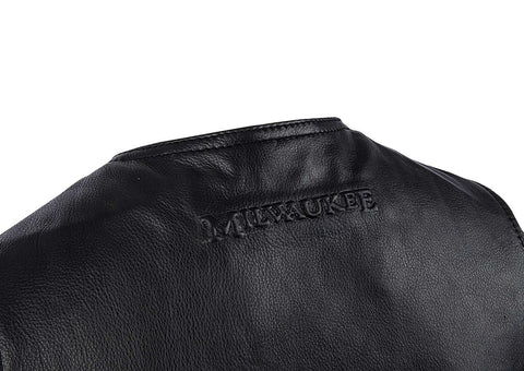 Milwaukee Motorcycle Clothing Company MV3020 Men's Black Leather Side Laced Motorcycle Vest