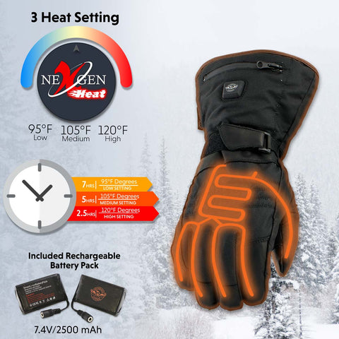 Milwaukee Leather MG17501SET Men’s Heated Gloves for Winter Black Leather/Textile Motorcycle Glove w/Battery and Harness Wire