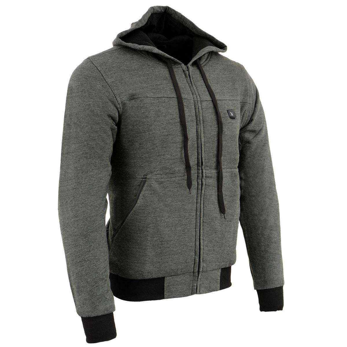 Nexgen Heat NXM1713SET Men's Grey 'Fiery' Heated Hoodies - Front Zipper Textile Heated Jacket for Winter w/Battery Pack