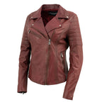 Milwaukee Leather SFL2812 Red Vintage Motorcycle Inspired Leather Jacket for Women - Veg-Tan Fashion Jacket