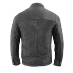 Milwaukee Leather SFM1830 Men's 'Cafe Racer' Triple Stitch Black and Grey Leather Jacket