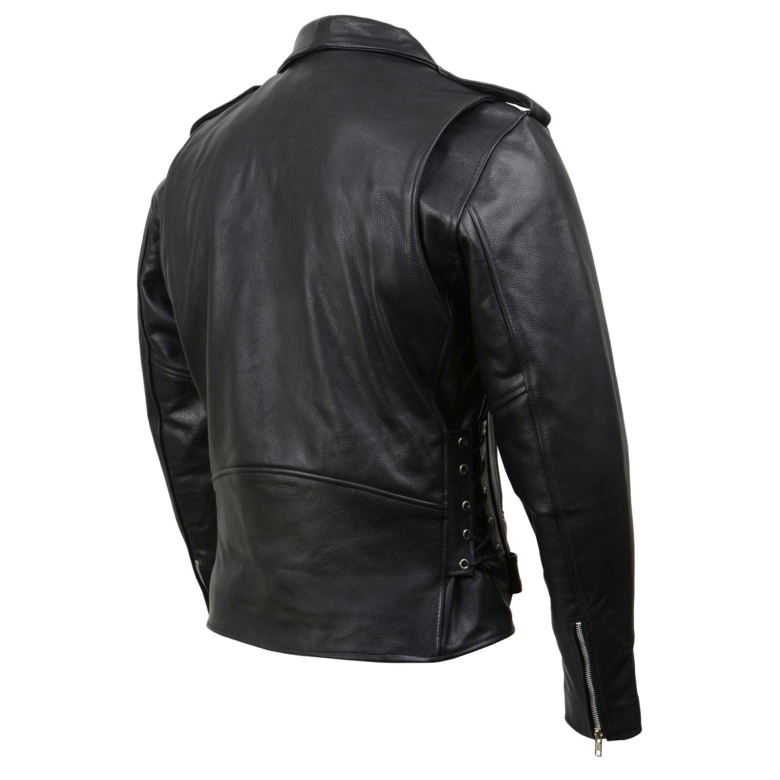 Milwaukee Leather SH1011 Men's Classic Brando Premium Leather Black Motorcycle Riders Leather Jacket w/ Side Laces