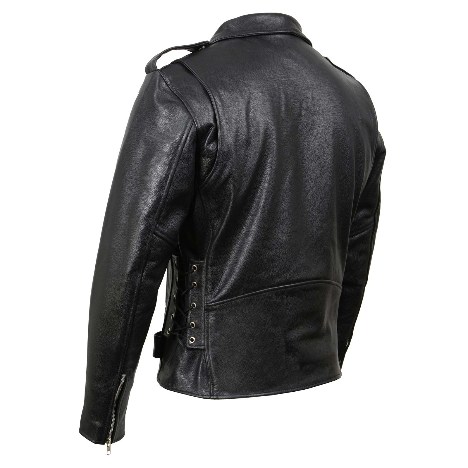 Milwaukee Leather SH1011 Men's Classic Brando Premium Leather Black Motorcycle Riders Leather Jacket w/ Side Laces