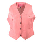 Leather King SH1227 Pink Ladies Classic Leather Four Snap Vest
