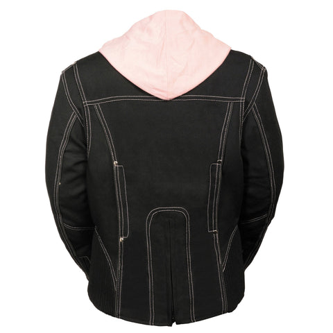 NexGen SH1966 Ladies Black and Pink 3/4 Jacket with Reflective Tribal and Hoodie