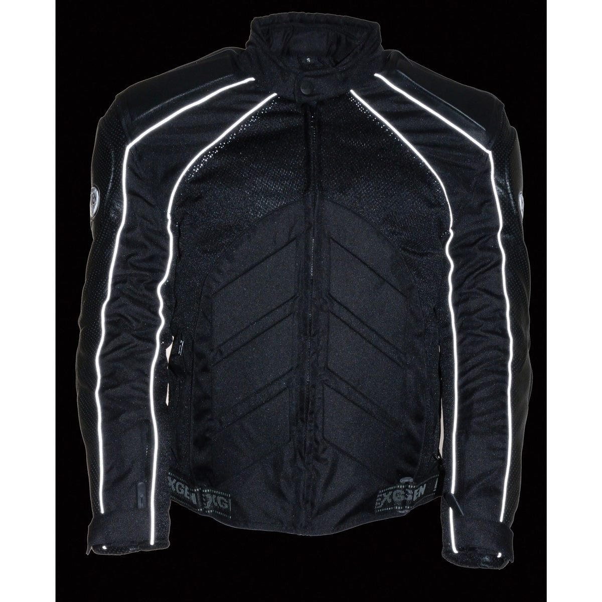 NexGen SH2153 Men's Black Armored Moto Textile and Leather Combo Jacket