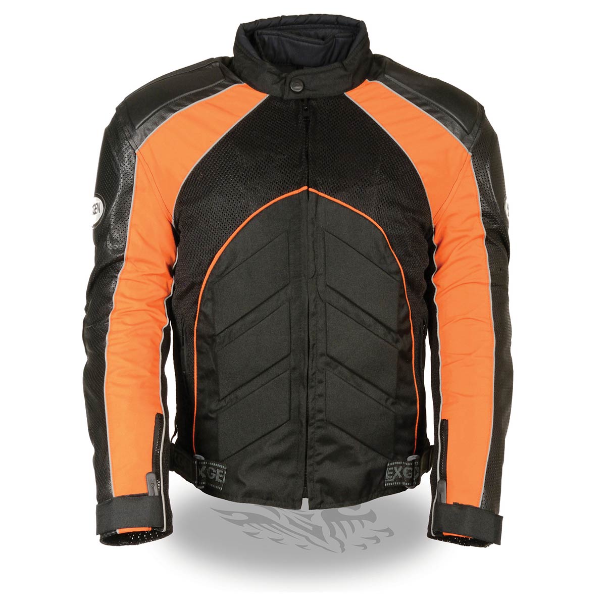 NexGen SH2153 Men's Black and Orange Armored Moto Textile and Leather ...