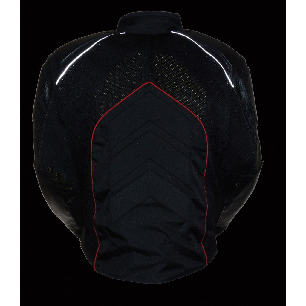 NexGen SH2153 Men's Combo Black and Red Armored Leather and Textile with Mesh Moto Jacket