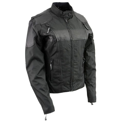 NexGen SH2179 Women's Black Leather and Textile Vented Racer Jacket