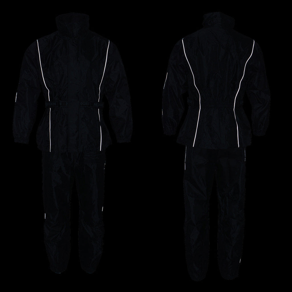 NexGen SH2225 Men's Black Waterproof Rain Suit with Reflective Piping