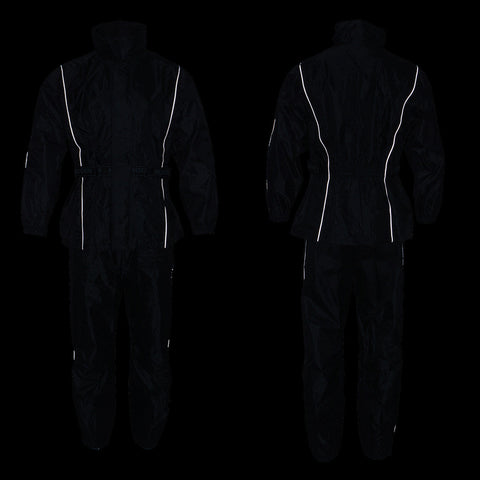 NexGen SH2225 Men's Black Waterproof Rain Suit with Reflective Piping