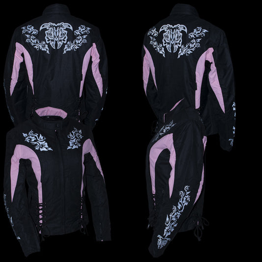 NexGen SH236806 Women's 'Reflective Buffalo Head' Black and Pink Textile Jacket