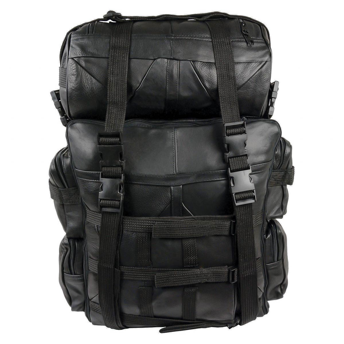 Milwaukee Leather SH537 Large Black Motorcycle Large Leather Deluxe Sissy Bar Pack Bag