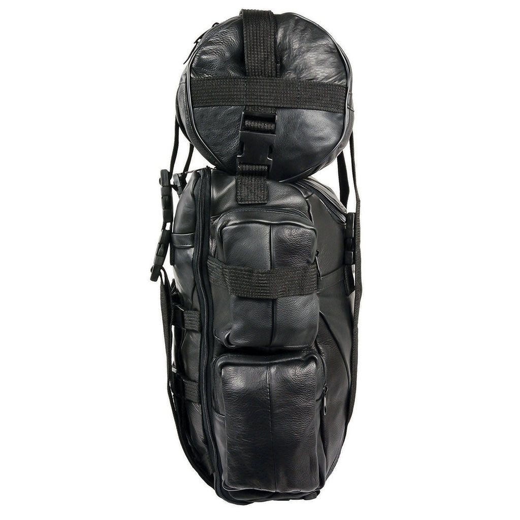Milwaukee Leather SH537 Large Black Motorcycle Large Leather Deluxe Sissy Bar Pack Bag