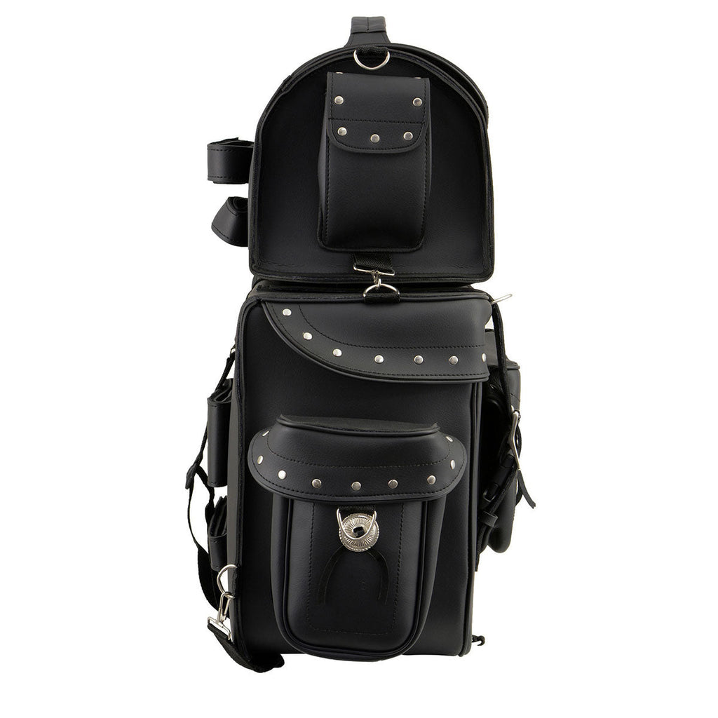 Milwaukee Leather SH660 Large Black  2-Piece PVC Motorcycle Touring Pack