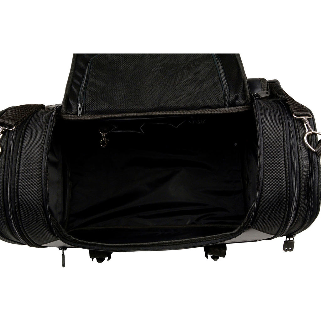 Milwaukee Leather SH694 Large Black Textile and PVC Duffel Style Motorcycle Rack Bag