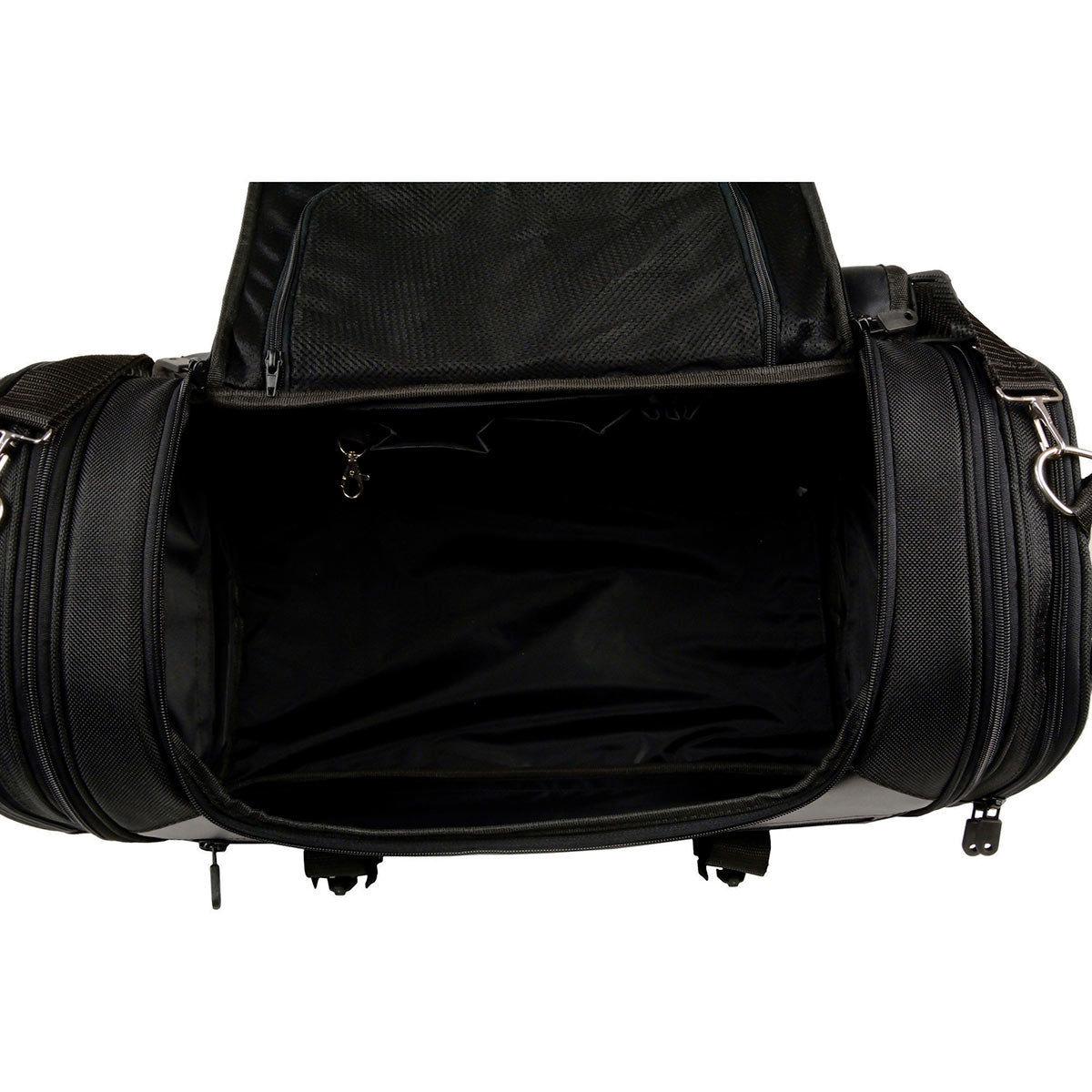 Milwaukee Leather SH694 Large Black Textile and PVC Duffel Style Motorcycle Rack Bag