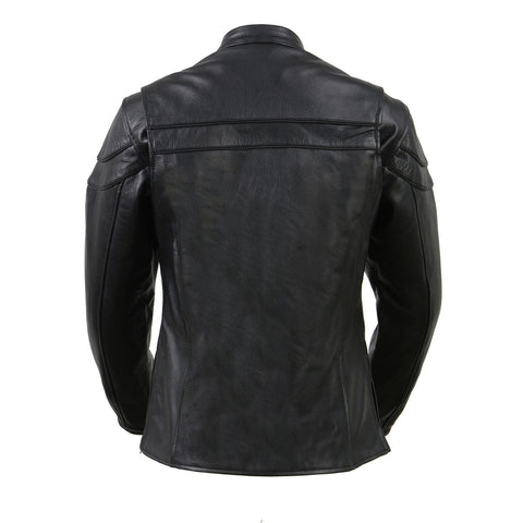 Milwaukee Leather SH8011 Women's Black Leather Sporty Scooter Crossover Biker  Jacket