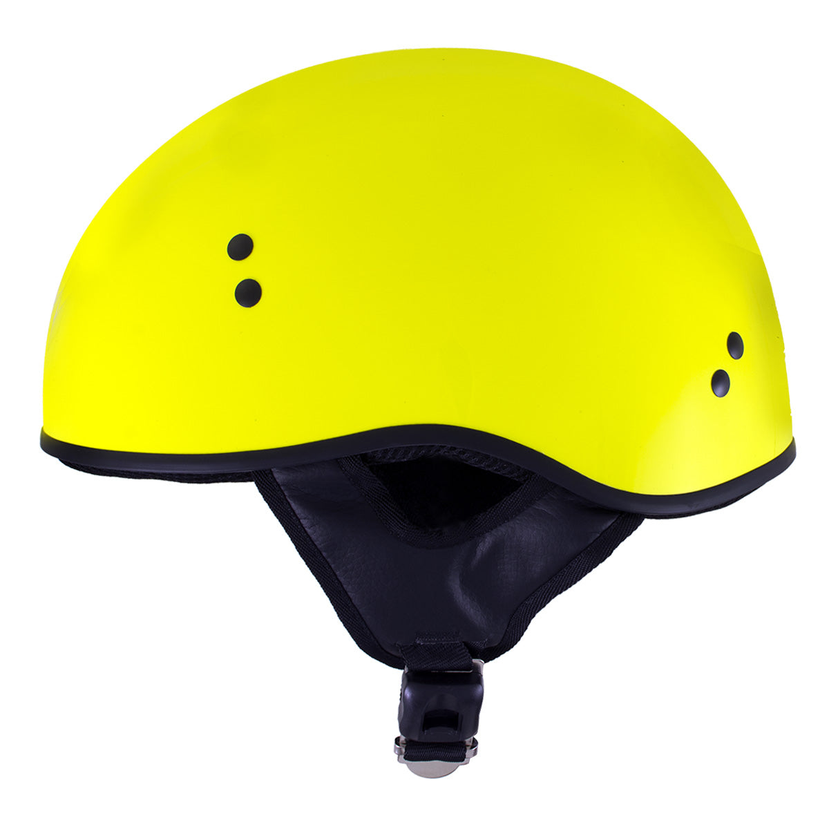 Milwaukee Helmets T68 'The O.G.' Hi-Vis Neon Yellow Motorcycle DOT Approved Skull Cap Half Helmet for Men and Women Biker