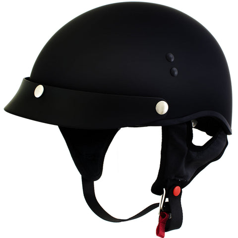 Hot Leathers HLT70 'Stealth' Flat Matte Black Motorcycle DOT Skull Cap Classic Half Helmet