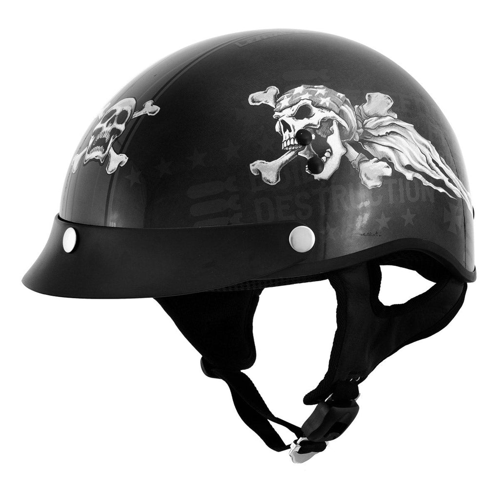 dot approved motorcycle half helmet Micro T2 LD6 DOT Reversible Beanie It has a liner thickness of 1 CARTMAN Matte Black Half Helmet